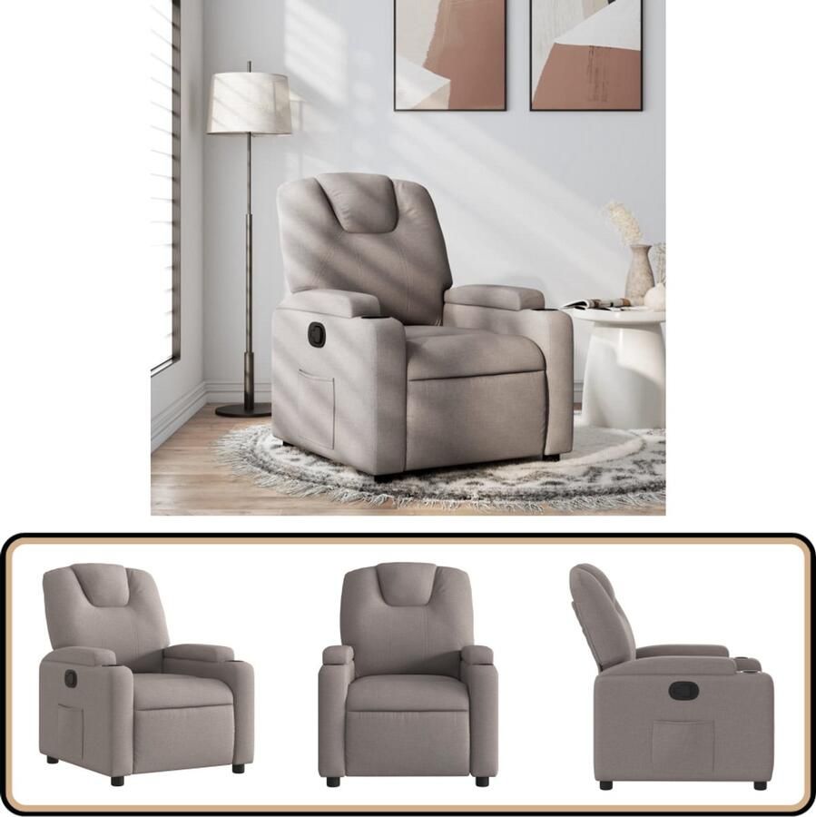 VidaXL Verstelbare Fauteuil Taupe Stof Fauteuil Fauteuils Relaxfauteuil Leunstoel