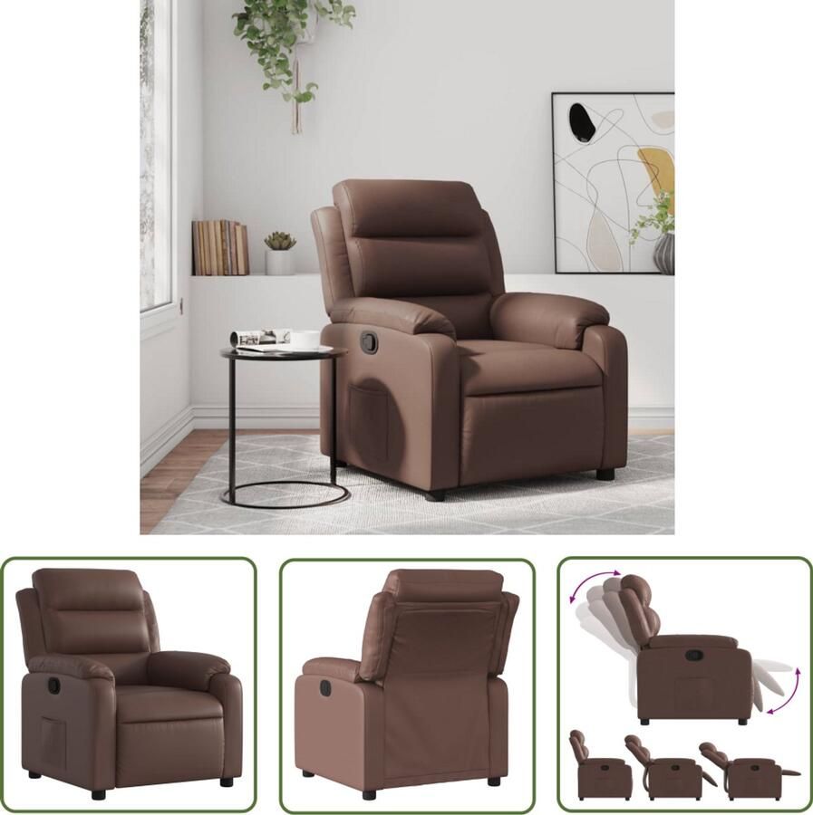 VidaXL Fauteuil verstelbaar kunstleer bruin Fauteuil Verstelbare Fauteuil Lederlook Fauteuil Bruine Fauteuil Loungefauteuil