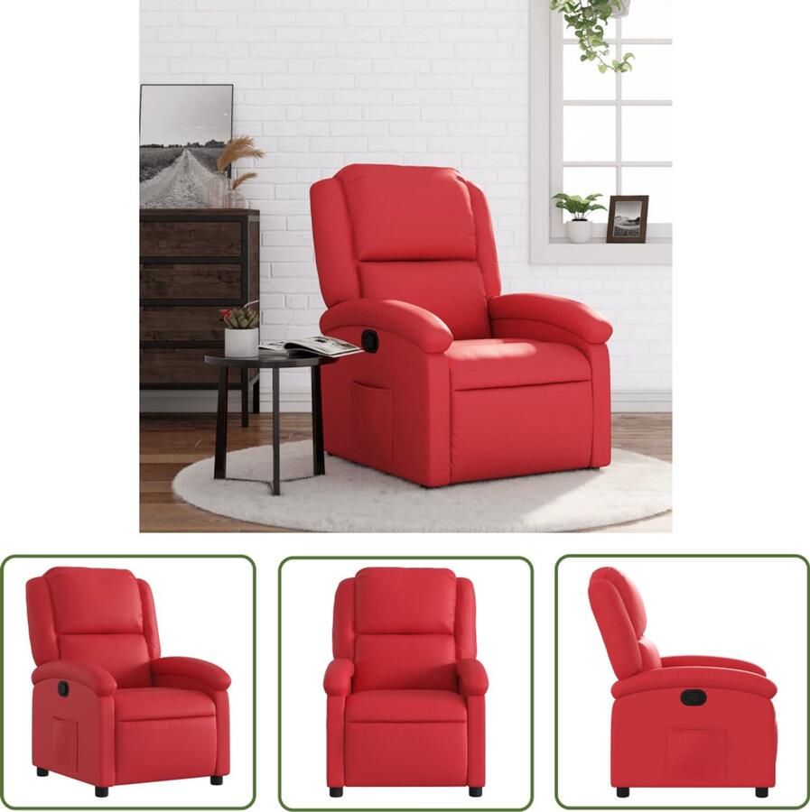 The Living Store Fauteuil verstelbaar kunstleer rood Verstelbare Fauteuil Fauteuils Lounge Stoel Relaxfauteuil Kunstleder