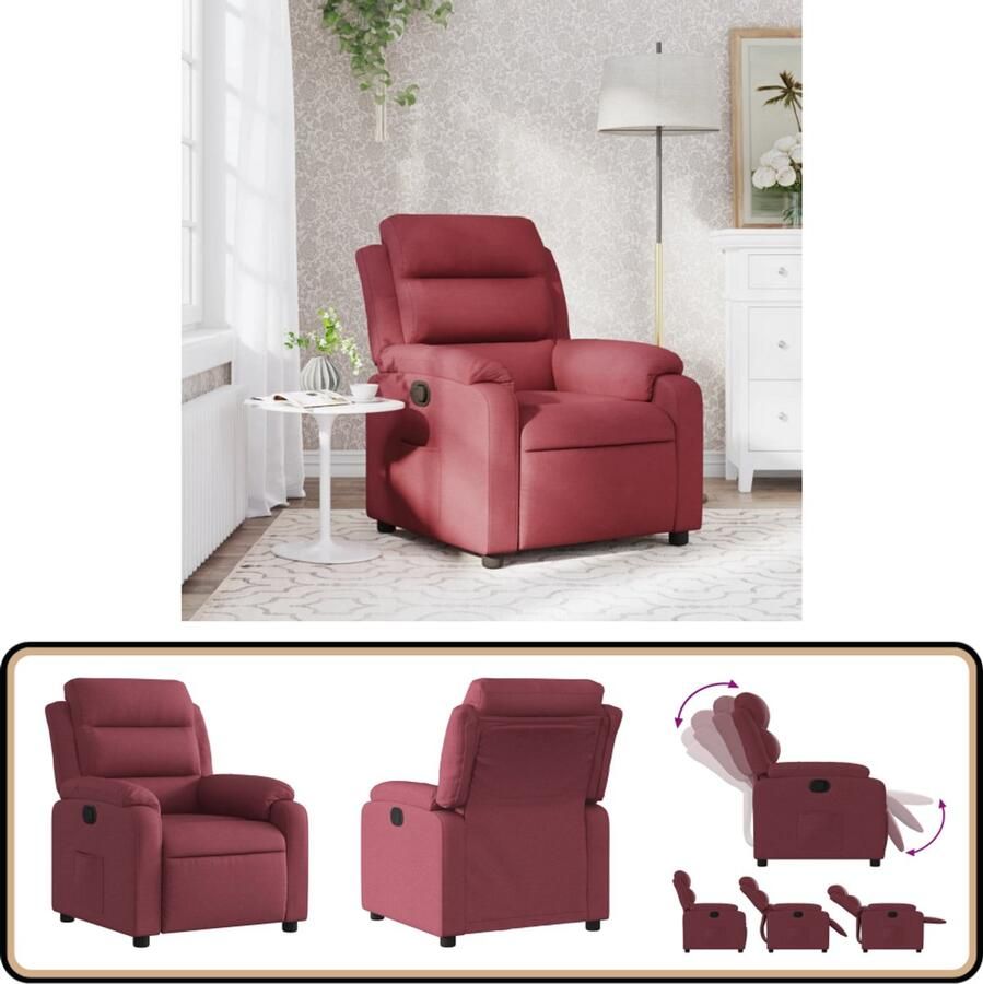 VidaXL Verstelbare Fauteuil Wijnrood Stof Verstelbare Fauteuil Lounge Stoel Relaxfauteuil Leesfauteuil Stoffen Fauteuil