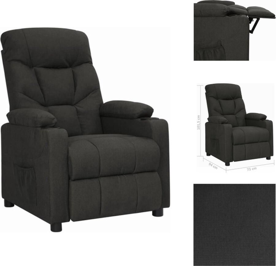 VidaXL verstelbare fauteuil zwart 73 x 94 x 101.5 cm (B x D x H) stof metaal Fauteuil
