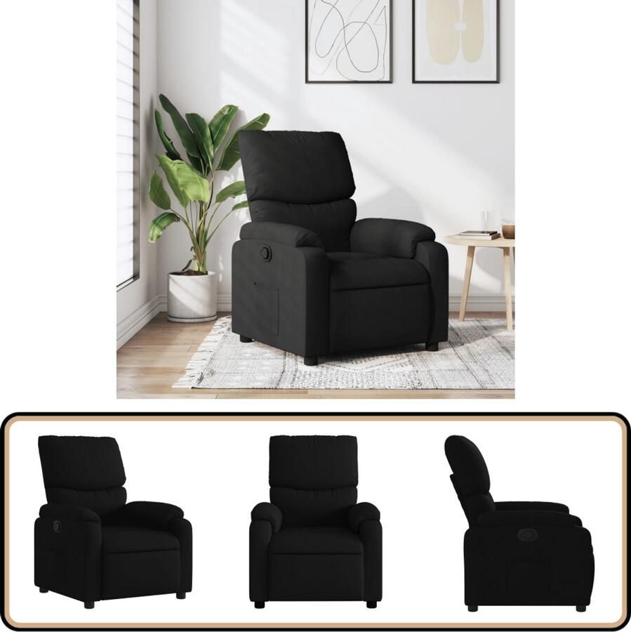 VidaXL Verstelbare Fauteuil Zwart Comfort & Stijl Fauteuil Fauteuils Relaxfauteuil Leunstoel