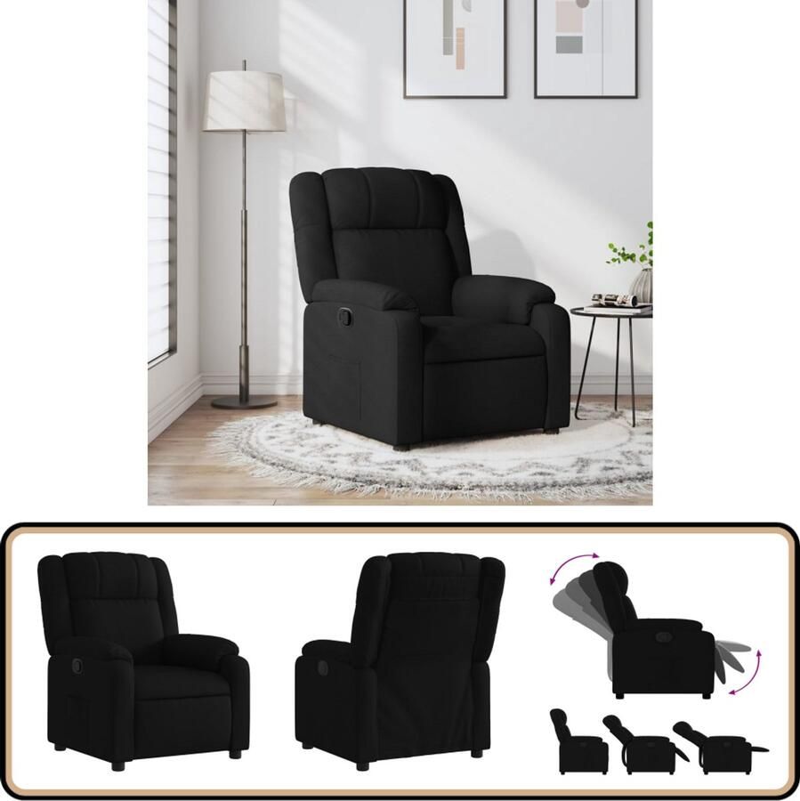 VidaXL Verstelbare Fauteuil Zwart Comfortabel Design Fauteuil Fauteuils Relaxfauteuil Leunstoel