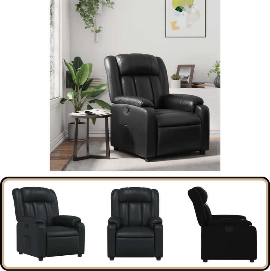 VidaXL Verstelbare Fauteuil Zwart Kunstleer Verstelbare Fauteuil Zwarte Fauteuil Lounge Fauteuil Fauteuils Kunstlederen Fauteuil