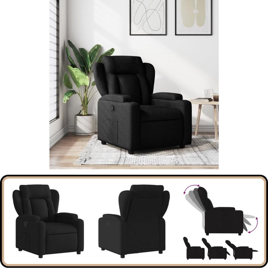 VidaXL Verstelbare Fauteuil Zwart Stof Verstelbare Fauteuil Fauteuils Lounge Stoel Relaxfauteuil Leesstoel