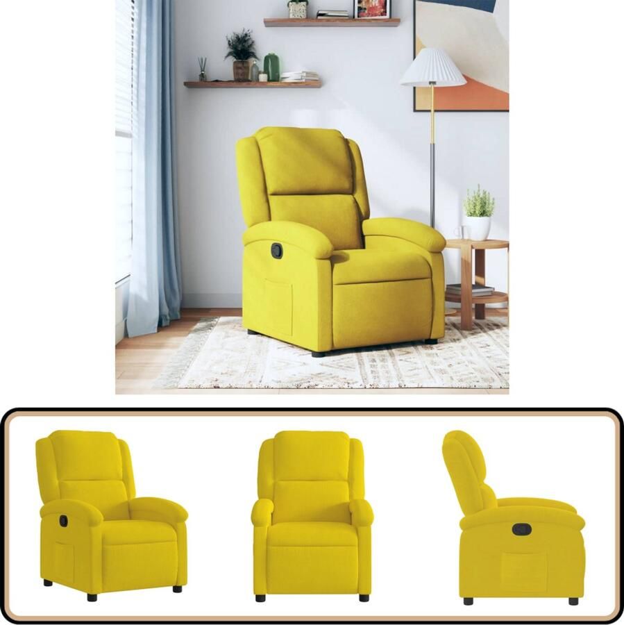 VidaXL Verstelbare Gele Fauteuil Fluweel Comfort Comfortabele Fauteuil Verstelbare Stoel Lounge Stoel Fauteuils Fluweel Fauteuil