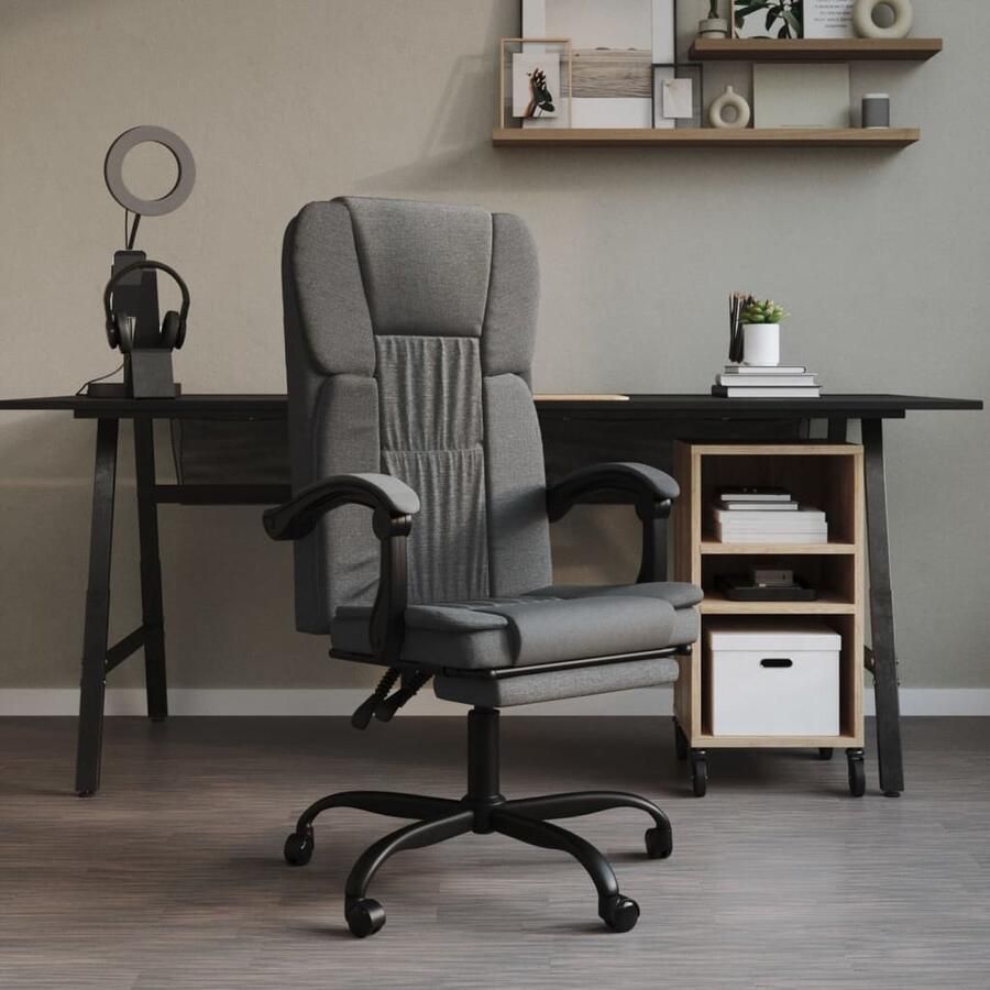 VidaXL Verstelbare Kantoorstoel Donkergrijs Kantoorstoel Bureaustoel Ergonomische Stoel Verstelbare Stoel Grijze Stoel Computerstoelen Home Office - Foto 2