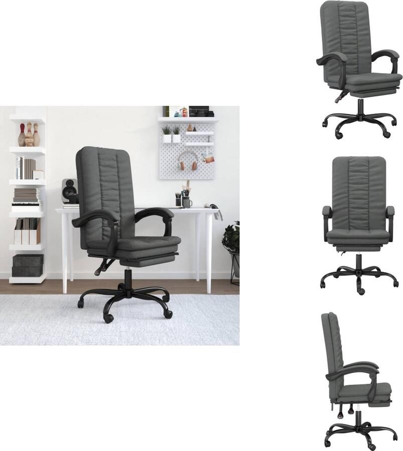 VidaXL Verstelbare Kantoorstoel Verstelbare Kantoorstoelen Verstelbare Bureaustoel Stoel Kantoorstoel verstelbaar stof donkergrijs