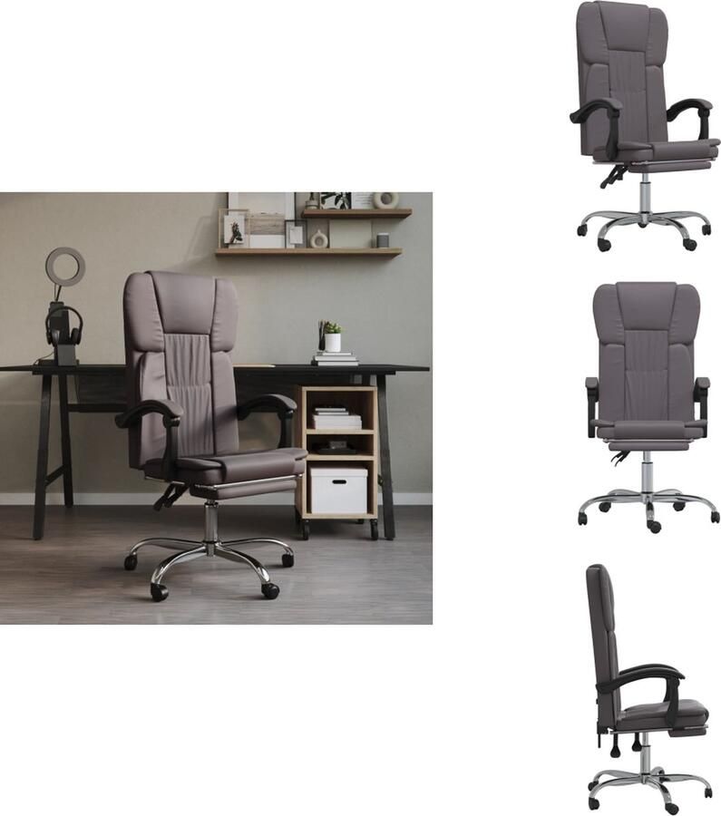 VidaXL Verstelbare Kantoorstoel Verstelbare Kantoorstoelen Verstelbare Bureaustoel Stoel Kantoorstoel verstelbaar kunstleer grijs