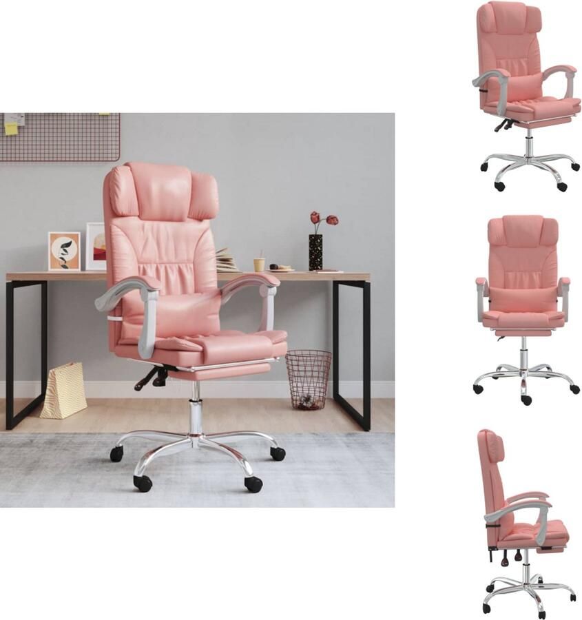 VidaXL Verstelbare Kantoorstoel Verstelbare Kantoorstoelen Verstelbare Bureaustoel Stoel Kantoorstoel verstelbaar kunstleer roze