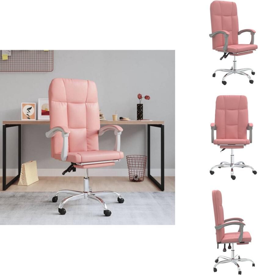 VidaXL Verstelbare Kantoorstoel Verstelbare Kantoorstoelen Verstelbare Bureaustoel Stoel Kantoorstoel verstelbaar kunstleer roze