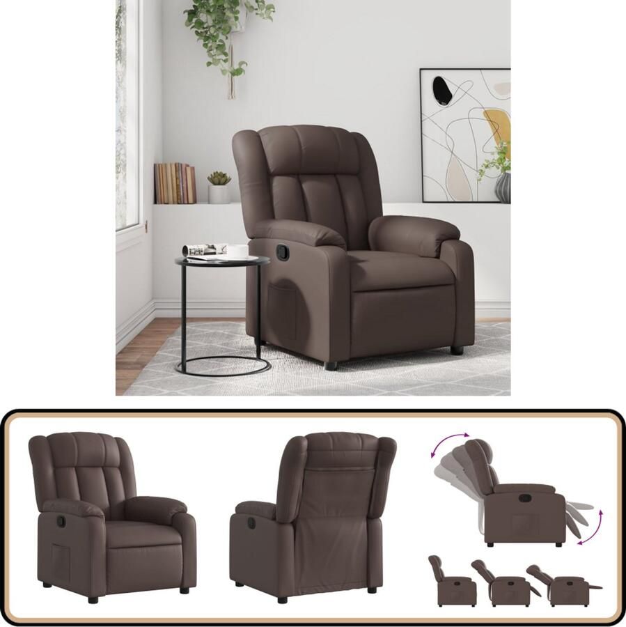 VidaXL Verstelbare Kunstleren Fauteuil Bruin Verstelbare Fauteuil Fauteuils Loungestoel Relaxfauteuil Bruine Fauteuil