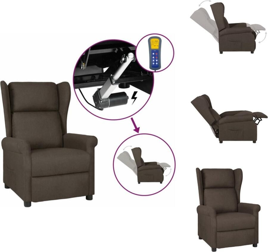VidaXL Verstelbare Leunstoel Armstoel Donkerbruin 73 x 95 x 103 cm Elektromotor Fauteuil - Foto 2