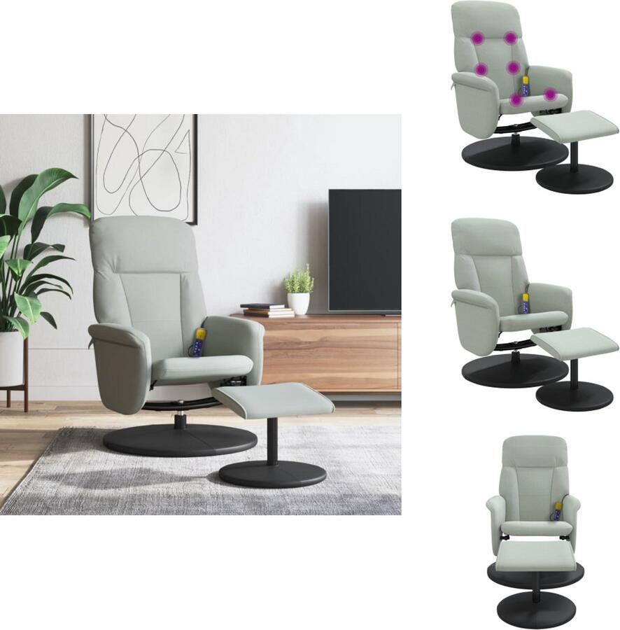 VidaXL Verstelbare Massagestoel Verstelbare Massagestoelen Massage Fauteuil Massagestoel verstelbaar met voetenbank fluweel lichtgrijs