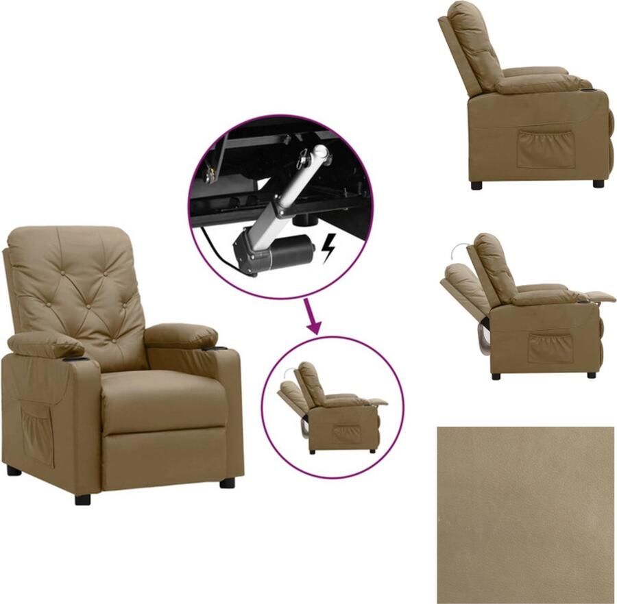 VidaXL Verstelbare Sta-opstoel Cappuccino Kunstleer 78.5 x 93 x 96.5 cm Elektrische Motor Fauteuil