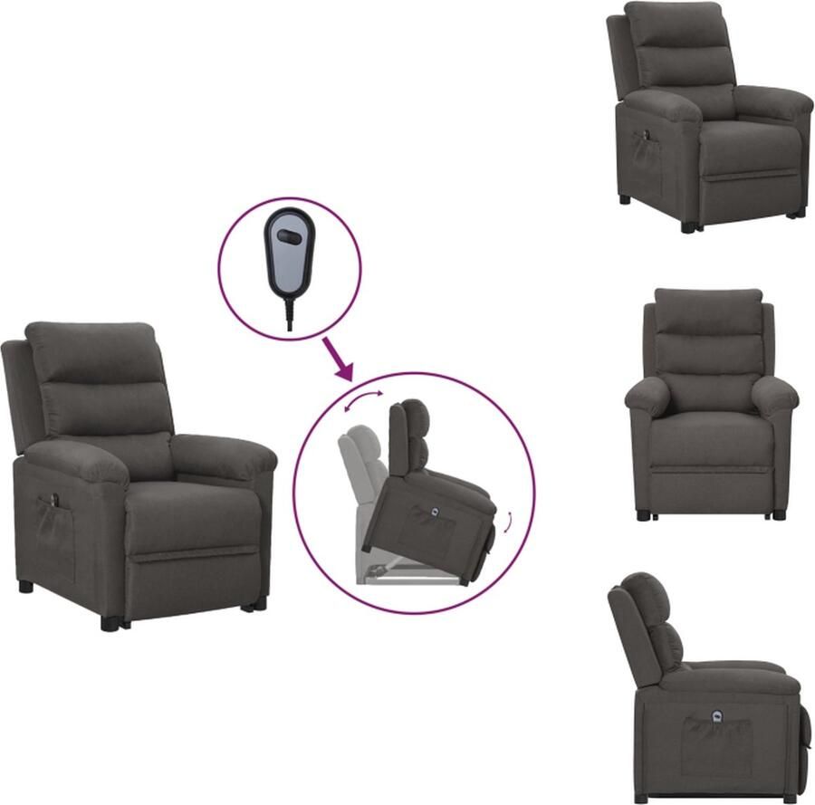 VidaXL Verstelbare Sta-opstoel Donkergrijs 74x92x101.5 cm Schuimvulling Fauteuil