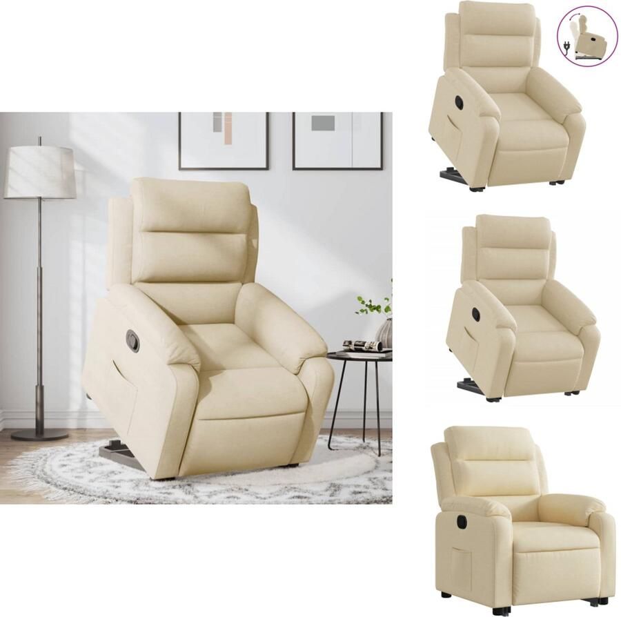 VidaXL Verstelbare Sta-opstoel Verstelbare Sta-opstoelen Sta-opstoel Sta-opstoelen Sta-op-stoel verstelbaar stof crèmekleurig