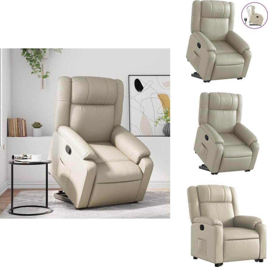 VidaXL Verstelbare Sta-opstoel Verstelbare Sta-opstoelen Sta-opstoel Sta-opstoelen Sta-op-stoel verstelbaar kunstleer crèmekleurig