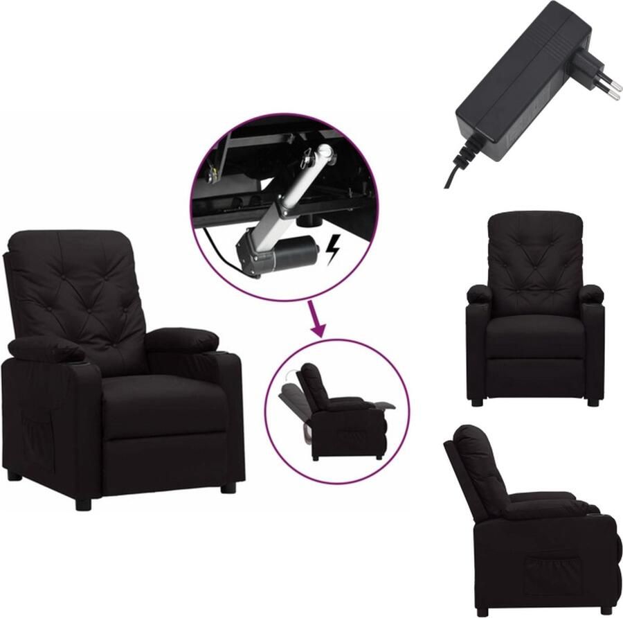 VidaXL Verstelbare Sta-opstoel Zwart Kunstleer Elektrische Heffunctie 78.5 x 93 x 96.5 cm Fauteuil