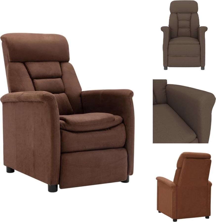 VidaXL Fauteuil Fauteuils Leunstoel Relaxfauteuil Fauteuil verstelbaar kunstsuède en leer bruin - Foto 2