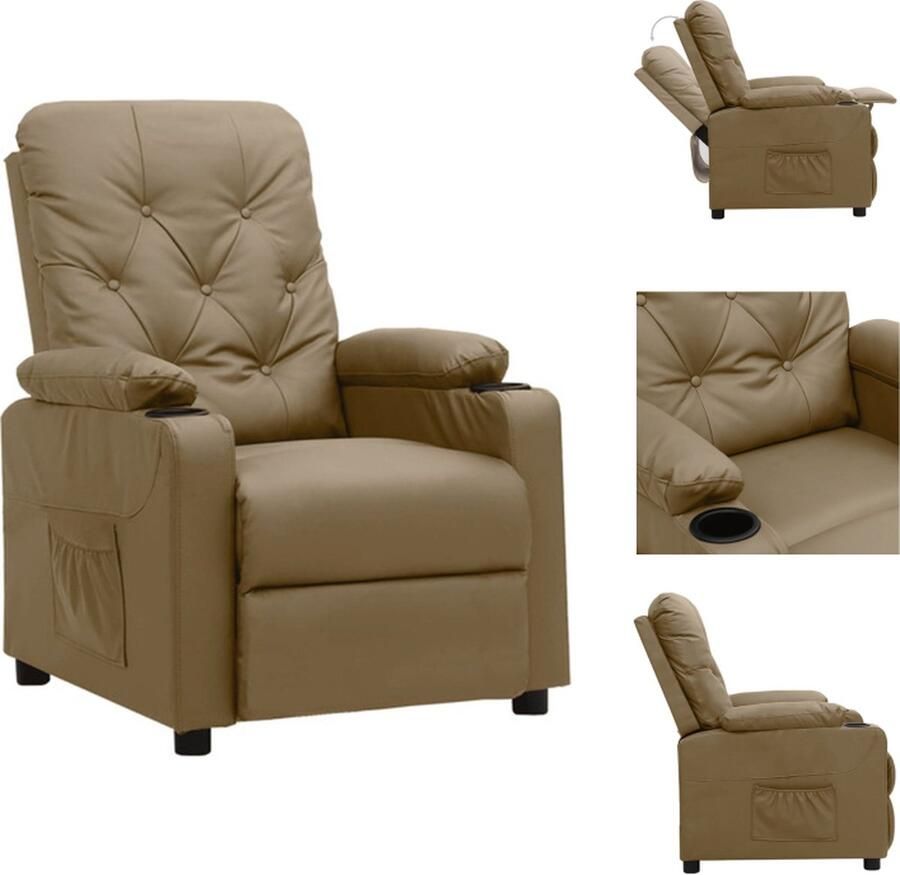 VidaXL Verstelbare Stoel Fauteuil Cappuccino Kunstleer 78.5x93x96.5cm Verstelbare Rugleuning en Voetensteun Fauteuil