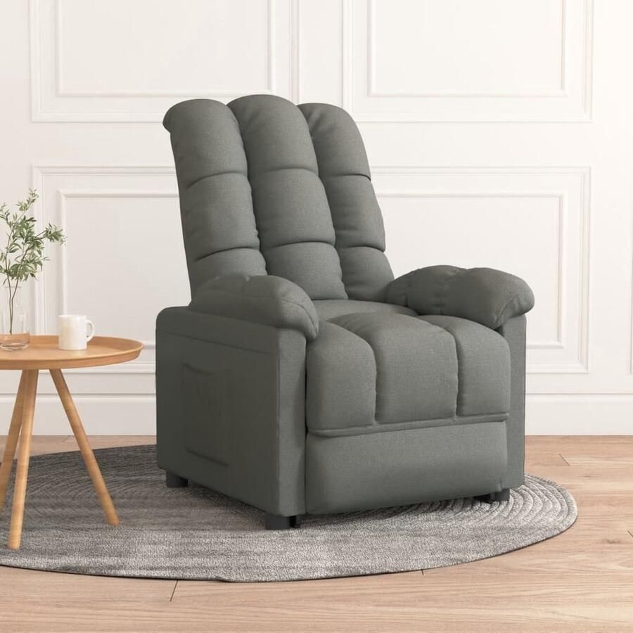 VidaXL Verstelbare Stoel Fauteuil Donkergrijs 74 x 99 x 102 cm Stof en IJzer Fauteuil