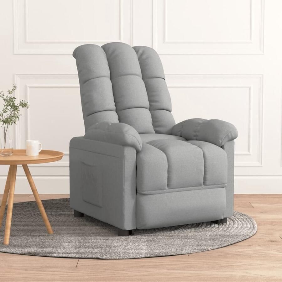 VidaXL Verstelbare Stoel Fauteuil Lichtgrijs 74 x 99 x 102 cm Fauteuil