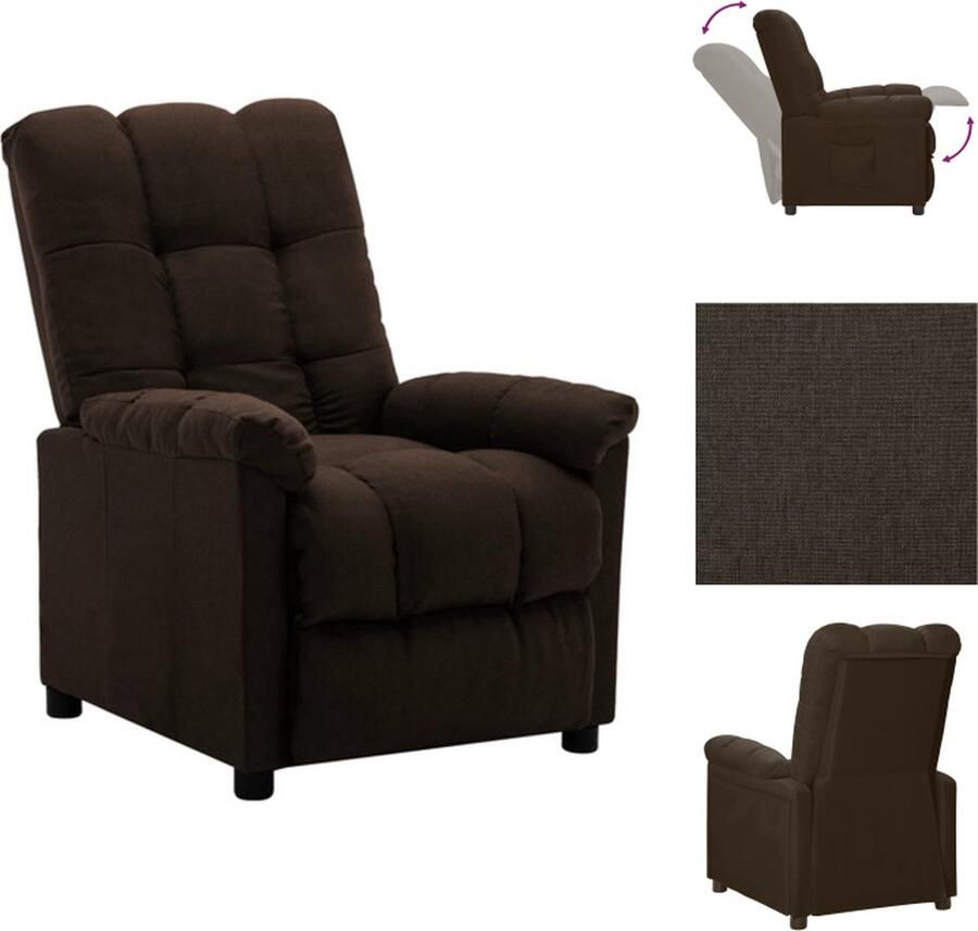 VidaXL Verstelbare Stoel Fauteuil Stof 74 x 99 x 102 cm Donkerbruin Fauteuil