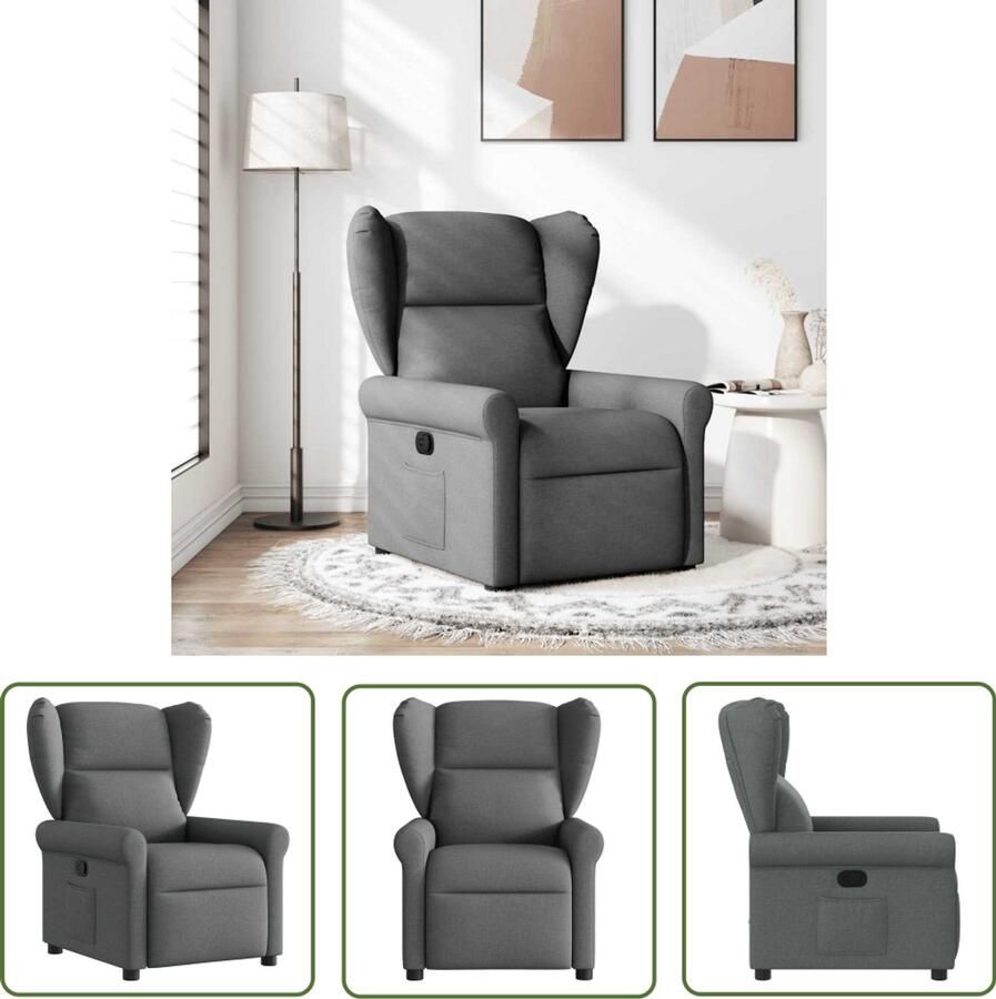 VidaXL Verstelbare Stoel Fauteuil verstelbaar stof donkergrijs Lounge Stoel Relaxstoel Comfortstoel