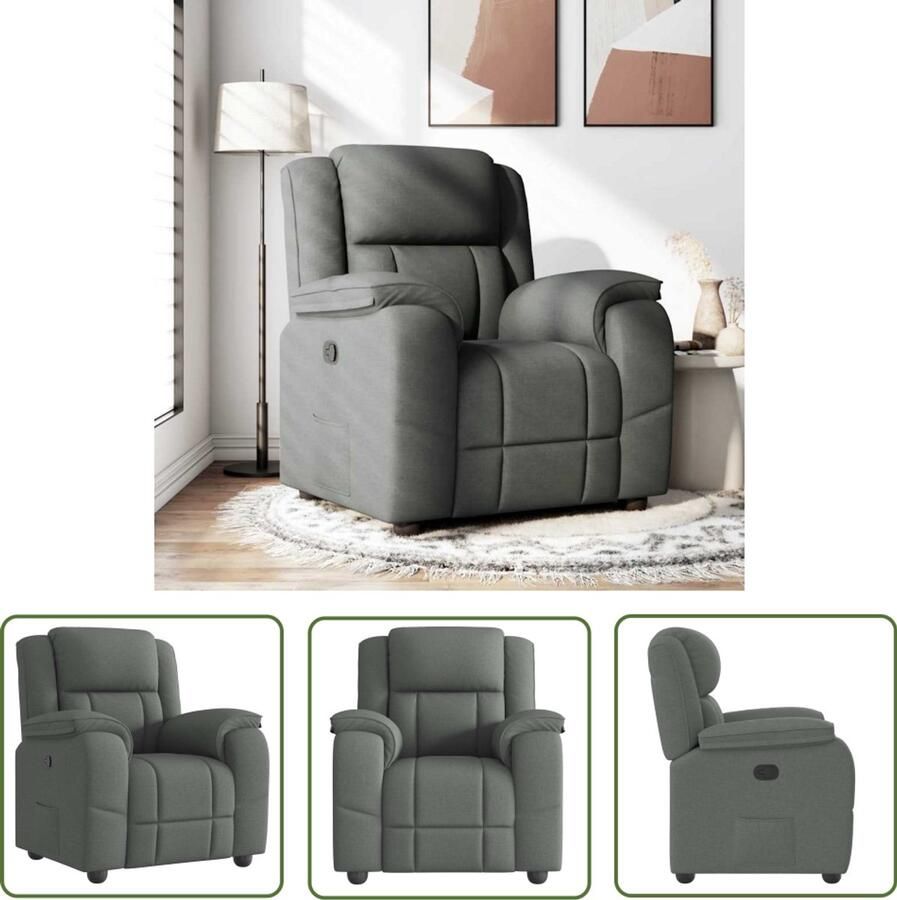 VidaXL Fauteuil verstelbaar stof donkergrijs Fauteuil Verstelbare Stoel Lounge Stoel Relaxstoel Lederlook