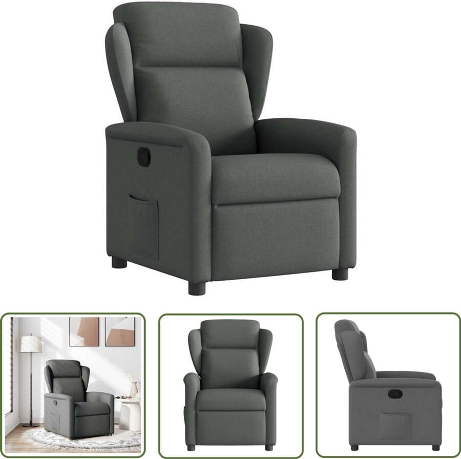 VidaXL Fauteuil verstelbaar stof donkergrijs Fauteuil Verstelbare Stoel Lounge Stoel Relaxstoel Lederlook
