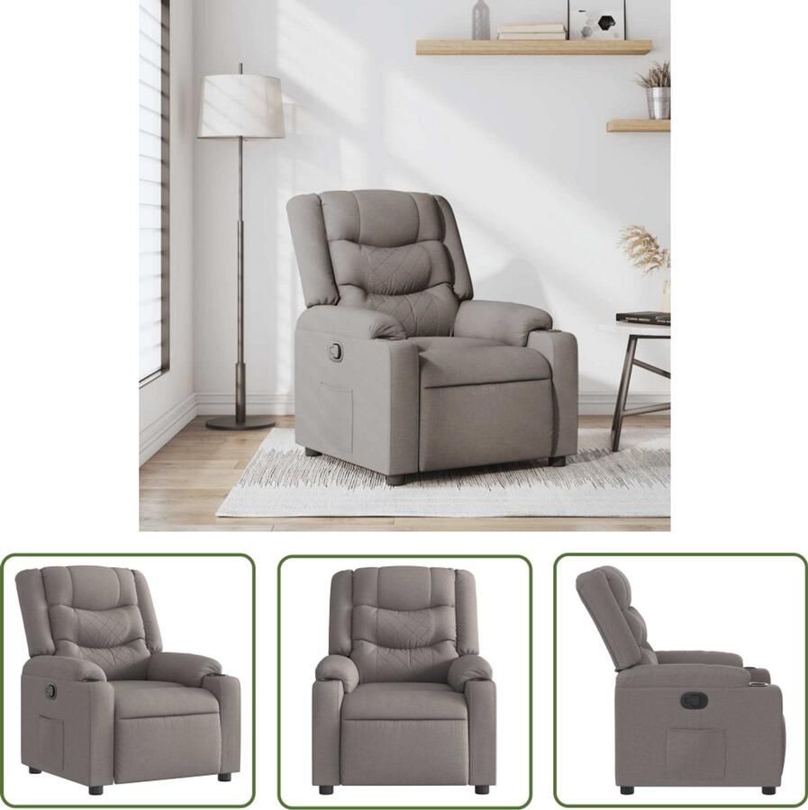 VidaXL Fauteuil verstelbaar stof taupe Fauteuil Verstelbare Stoel Lounge Stoel Relaxstoel Comfortstoel