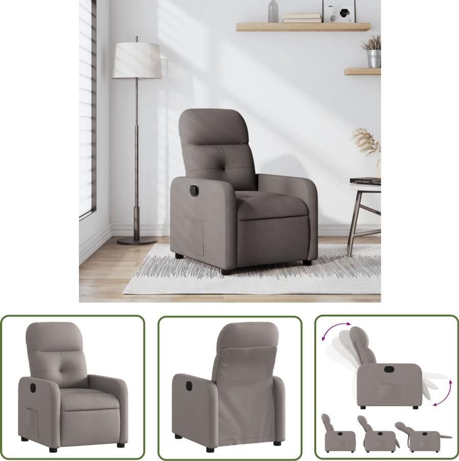 VidaXL Fauteuil verstelbaar stof taupe Fauteuil Verstelbare Stoel Lounge Stoel Relaxstoel Comfortstoel - Foto 2