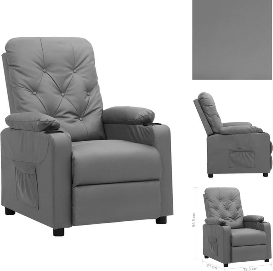 VidaXL verstelbare stoel Luxe Comfort Fauteuil 78.5 x 93 x 96.5 cm Grijs Fauteuil