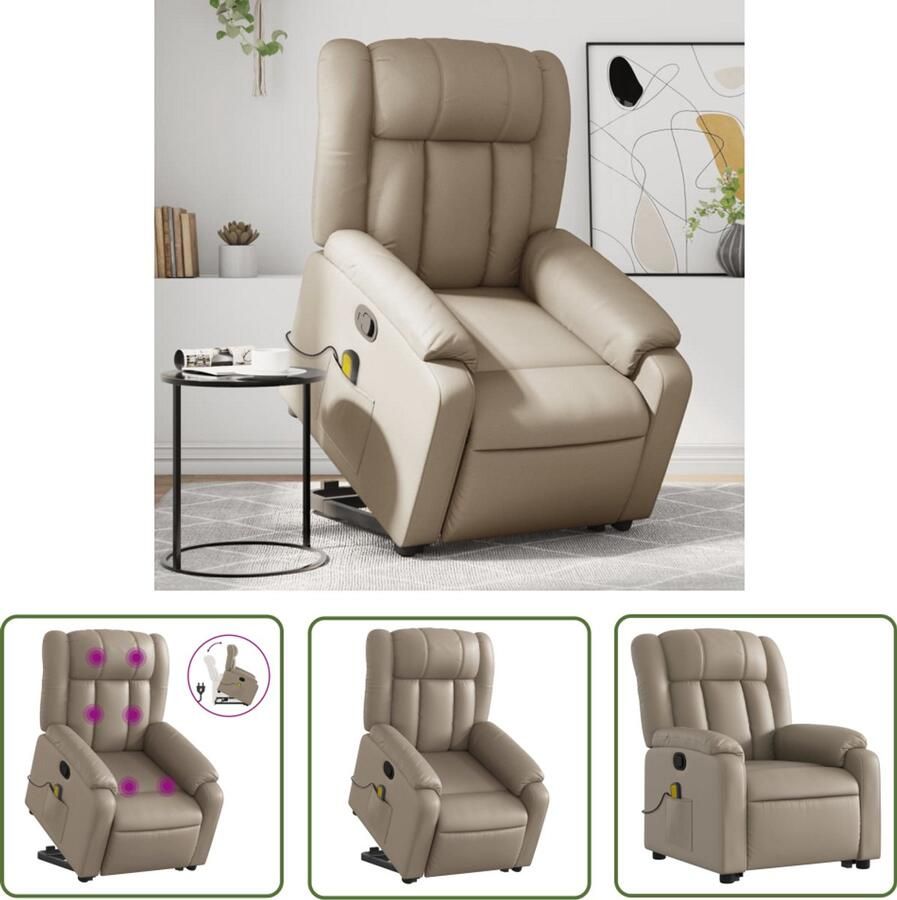 The Living Store Sta-op-massagestoel verstelbaar kunstleer cappuccinokleurig Stapelsstoel Massageruimtelijke Stoel Ergonomische Stoel Verstelbare Stoel Elektrisch Bedienbare Stoel