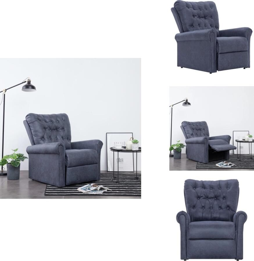VidaXL Verstelbare Stoel Verstelbare Stoelen Fauteuil Fauteuils Fauteuil verstelbaar kunstsuède grijs