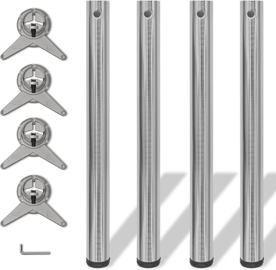 VidaXL Verstelbare tafelpoten geborsteld nikkel 4 stuks Tafelpoten Kopen Adjustable Table Legs Metal Table Legs Zilveren Tafelpoten Bruine Tafelpoten Salontafels Eetkamertafels Keukenapparatuur - Foto 2