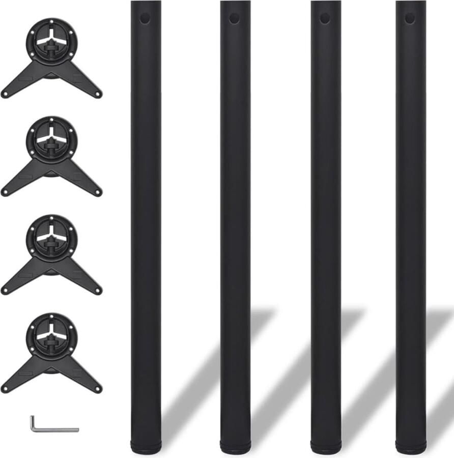 VidaXL Verstelbare tafelpoten zwart 870 mm Set van 4 Tafelstellen Tafelpoten Zwarte Tafelpoten Metalen Tafelpoten Verstelbare Tafelpoten Eetkamerstoel Potten Barstoelen Poten Industriële Tafelpoten Design Tafelpoten Salontafel Poten - Foto 2