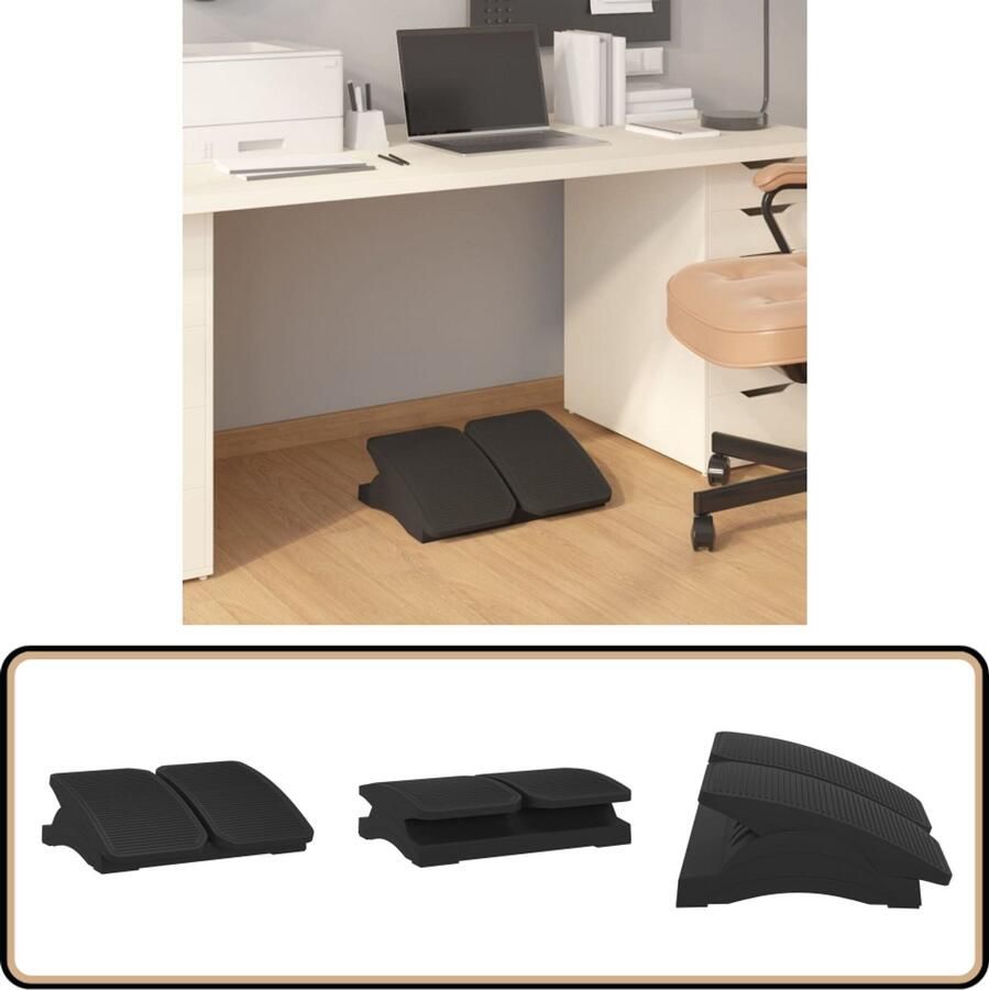 VidaXL Verstelbare Voetensteun Zwart Ergonomisch Voetensteun Ergonomische Voetsteun Voetensteun Bureau Voetenbankje Bureaustools Accessoires Rugpijn Oplossing Computeraccessoires