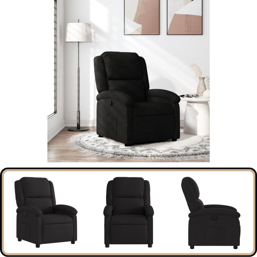 VidaXL Verstelbare Zwarte Fauteuil Comfort & Stijl Fauteuil Fauteuils Relaxfauteuil Leunstoel