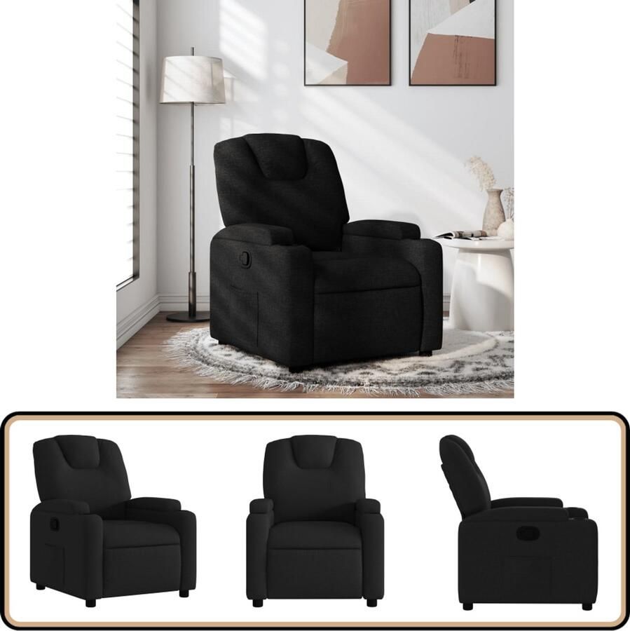 VidaXL Verstelbare Zwarte Fauteuil Stijlvol Comfort Verstelbare Fauteuil Fauteuils Lounge Stoel Relaxfauteuil Leesfauteuil