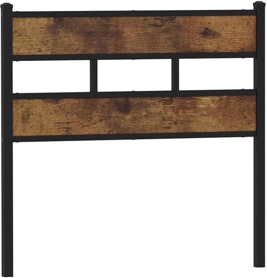 VidaXL Vervangend hoofdbord 80 cm ijzer en bewerkt hout gerookt eikenkleurig