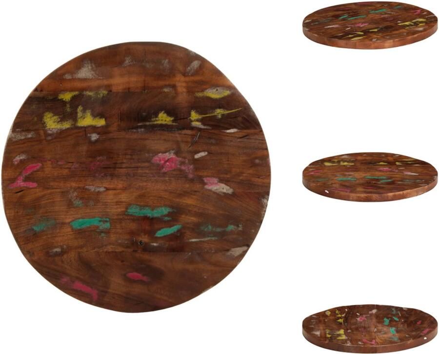 VidaXL Vervangend Tafelblad Meubelpaneel Blad Houten Blad Tafelblad rond Ø 40x1 5 cm massief gerecycled hout
