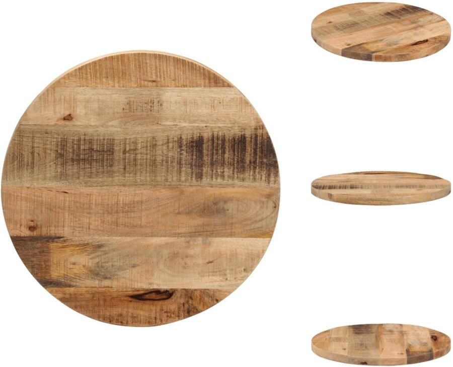 VidaXL Vervangend Tafelblad Meubelpaneel Blad Houten Blad Tafelblad rond Ø 40x2 5 cm massief ruw mangohout