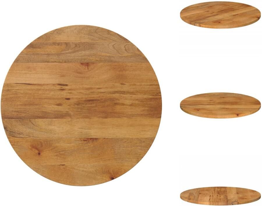 VidaXL Vervangend Tafelblad Meubelpaneel Blad Houten Blad Tafelblad rond Ø 70x2 5 cm massief ruw mangohout