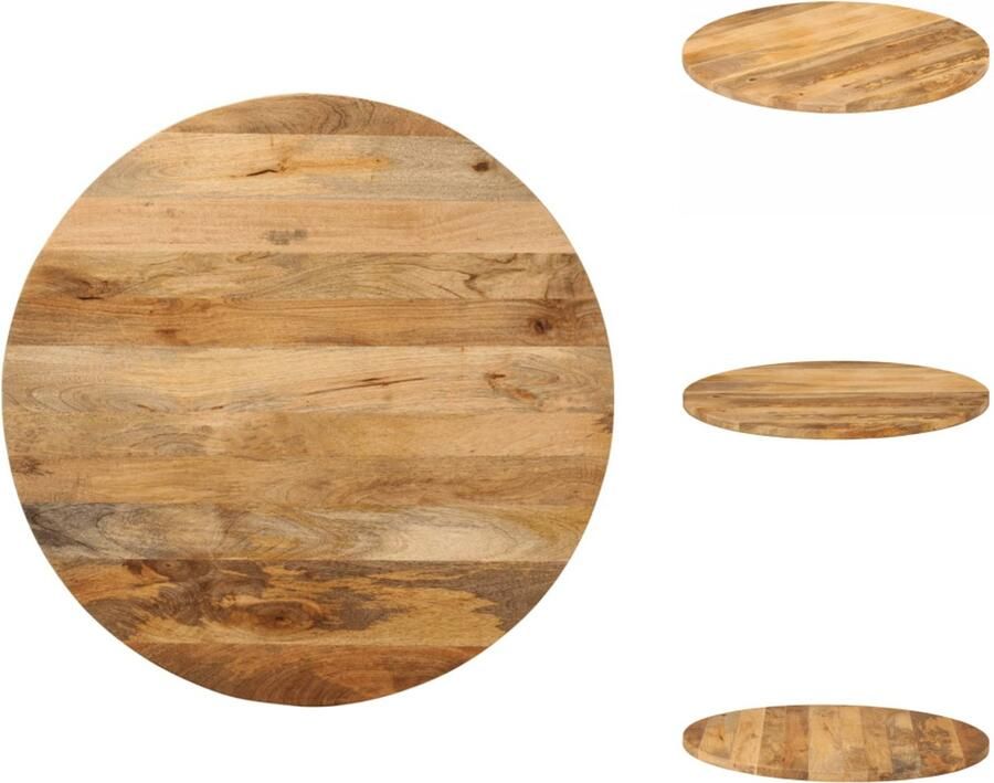 VidaXL Vervangend Tafelblad Meubelpaneel Blad Houten Blad Tafelblad rond Ø 70x2 5 cm massief ruw mangohout