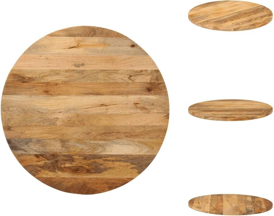 VidaXL Vervangend Tafelblad Meubelpaneel Blad Houten Blad Tafelblad rond Ø 70x3 8 cm massief ruw mangohout