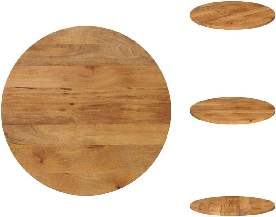 VidaXL Vervangend Tafelblad Meubelpaneel Blad Houten Blad Tafelblad rond Ø 80x2 5 cm massief ruw mangohout