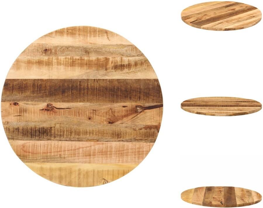 VidaXL Vervangend Tafelblad Meubelpaneel Blad Houten Blad Tafelblad rond Ø 80x3 8 cm massief ruw mangohout