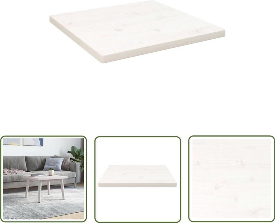 VidaXL Vierkant Tafelblad 60x60 cm Wit Grenen Tafeltblad Grenenhout Wit Tafelblad Vervangen Salontafel Bijzettafel Bartafel Decoratief Tafelblad Vintage Tafelblad - Foto 2